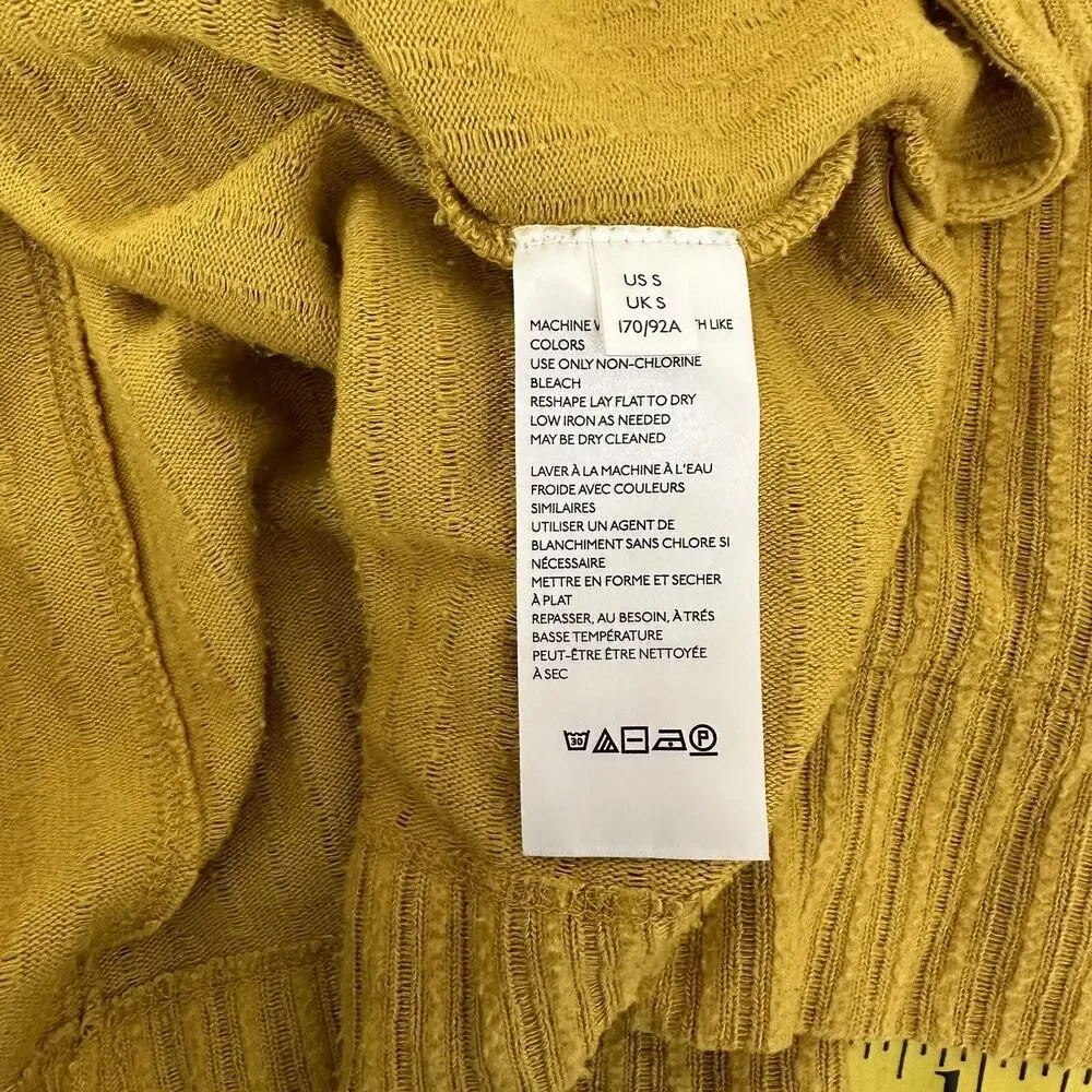 Maeve Anthropologie Sweater Women Small Cowl Neck Mustard Ribbed Oversized Vanna